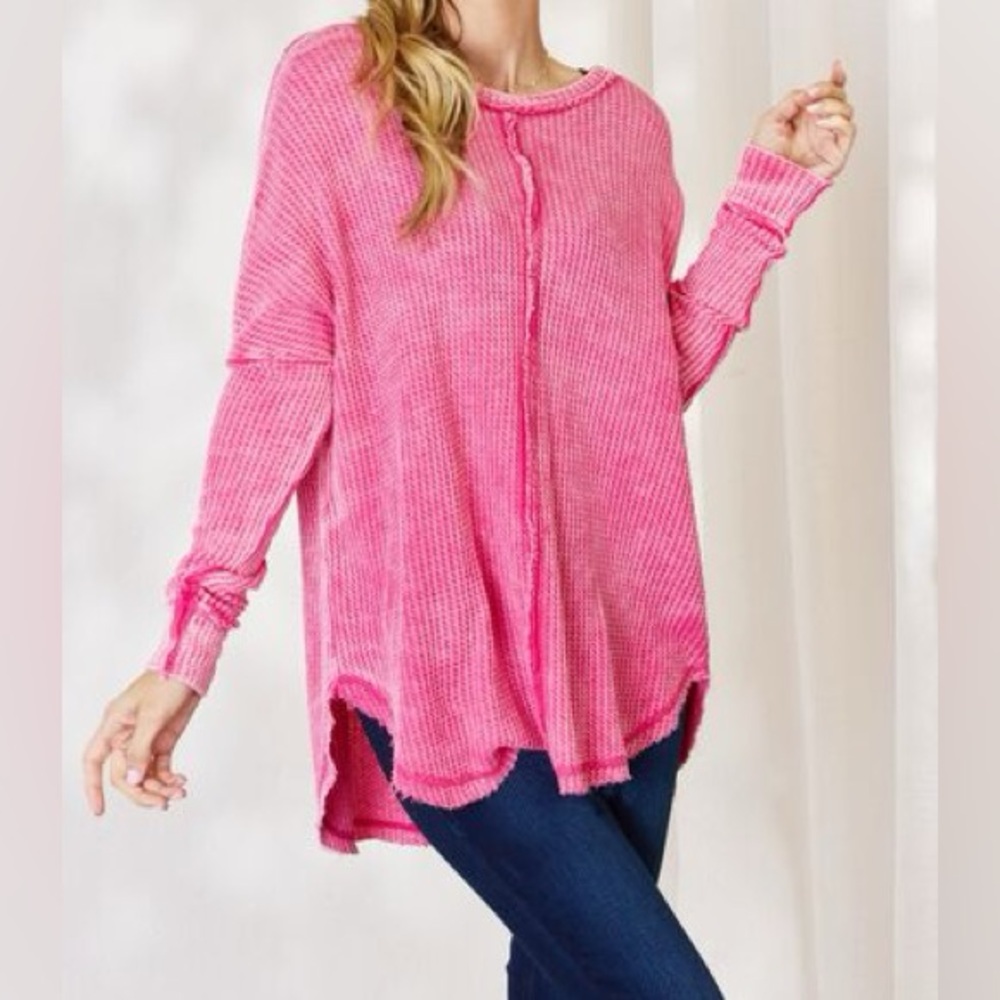 Zenana River of Dreams Waffle Knit Top